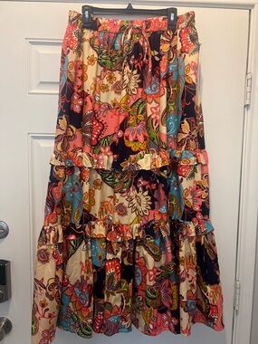 Floral Tiered Maxi Skirt - Multicolor